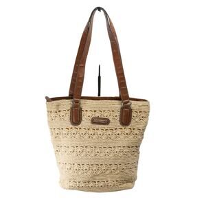 Vintage Y2K Super Tote Shoulder Bag JACLYN SMITH Summer Purse Ivory Crochet